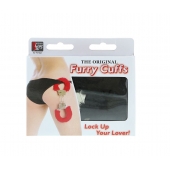 Металлические наручники с чёрной меховой опушкой - Dream Toys - купить с доставкой в Томске