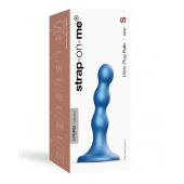 Голубая насадка Strap-On-Me Dildo Plug Balls size S - Strap-on-me - купить с доставкой в Томске