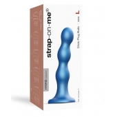Голубая насадка Strap-On-Me Dildo Plug Balls size L - Strap-on-me - купить с доставкой в Томске