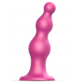 Розовая насадка Strap-On-Me Dildo Plug Beads size S - Strap-on-me - купить с доставкой в Томске