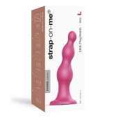 Розовая насадка Strap-On-Me Dildo Plug Beads size L - Strap-on-me - купить с доставкой в Томске
