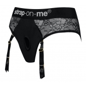 Черные трусики для насадок Diva Lingerie Harness - size L - Strap-on-me - купить с доставкой в Томске