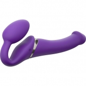 Фиолетовый безремневой вибрострапон Silicone Bendable Strap-On - size M - Strap-on-me - купить с доставкой в Томске