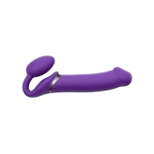 Фиолетовый безремневой вибрострапон Silicone Bendable Strap-On - size XL - Strap-on-me - купить с доставкой в Томске