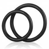 Набор из двух черных силиконовых колец разного диаметра SILICONE COCK RING SET - BlueLine - в Томске купить с доставкой