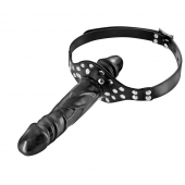 Черный кляп-фаллоимитатор Double Penis Gag - Fetish Tentation - купить с доставкой в Томске