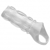 Насадка на пенис с кольцом для мошонки Clear Sensations Enhancer Sex Sleeve - 11,5 см. - XR Brands - в Томске купить с доставкой