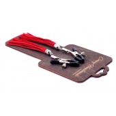 Металлические зажимы на соски с красными замшевыми кисточками - Crazy Handmade - купить с доставкой в Томске