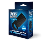 Черная открытая насадка на пенис с кольцом для мошонки XXXL-size - 9,9 см. - Sex Expert - в Томске купить с доставкой