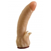 Телесная гелевая насадка-фаллос с клиторальными лепестками - 18,5 см. - LOVETOY (А-Полимер) - купить с доставкой в Томске