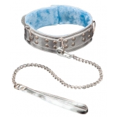 Серебристый ошейник из искусственной кожи - Sitabella - купить с доставкой в Томске
