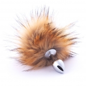 Серебристая анальная пробка с коричневым хвостиком - Crazy Handmade в Томске Серебристая анальная пробка с коричневым хвостиком - Crazy Handmade