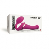 Ярко-розовый безремневой страпон Multi Orgasm Size S с клиторальной стимуляцией - Strap-on-me - купить с доставкой в Томске
