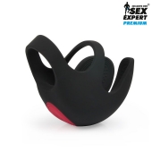 Черная вибронасадка на пенис и мошонку Sex Expert - Sex Expert - в Томске купить с доставкой