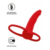 Красная насадка на пенис для двойного проникновения Black Red - 16,5 см. - ToyFa - купить с доставкой в Томске