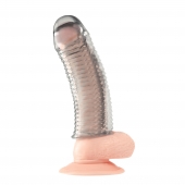 Текстурированная насадка на пенис Clear Textured Penis Enhancing Sleeve Extension - 16,5 см. - BlueLine - в Томске купить с доставкой
