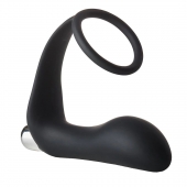 Черное эрекционное кольцо с вибропробкой Vibrating Anal Plug With Cockring - Dream Toys - в Томске купить с доставкой
