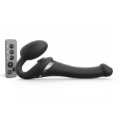Черный безремневой страпон Multi Orgasm Size S с клиторальной стимуляцией - Strap-on-me - купить с доставкой в Томске