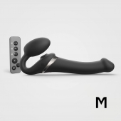 Черный безремневой страпон Multi Orgasm Size M с клиторальной стимуляцией - Strap-on-me - купить с доставкой в Томске