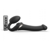 Черный безремневой страпон Multi Orgasm Size M с клиторальной стимуляцией - Strap-on-me - купить с доставкой в Томске