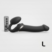 Черный безремневой страпон Multi Orgasm Size L с клиторальной стимуляцией - Strap-on-me - купить с доставкой в Томске