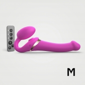 Ярко-розовый безремневой страпон Multi Orgasm Size M с клиторальной стимуляцией - Strap-on-me - купить с доставкой в Томске