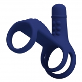 Синяя вибронасадка на пенис Vibrating Penis Sling - Baile - в Томске купить с доставкой
