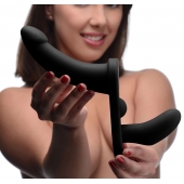 Черный вибрострапон Double Take 10X Double Penetration Vibrating Strap-on Harness - XR Brands - купить с доставкой в Томске