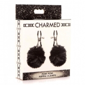 Зажимы для сосков с черным помпонами Pom Pom Nipple Clamps - XR Brands - купить с доставкой в Томске