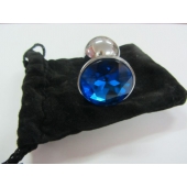 Анальное украшение BUTT PLUG  Small с синим кристаллом - 7 см. - Anal Jewelry Plug - купить с доставкой в Томске Анальное украшение BUTT PLUG  Small с синим кристаллом - 7 см. - Anal Jewelry Plug - купить с доставкой в Томске