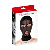 Черная сетчатая маска на голову с отверстиями для глаз и рта - Fetish Tentation - купить с доставкой в Томске