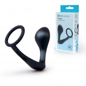 Черное эрекционное кольцо со стимулятором простаты Ringer Cock Ring   Plug - b-Vibe - в Томске купить с доставкой