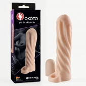 Телесная насадка-удлинитель Okoto со спиралевидным рельефом - 16 см. - Sitabella - в Томске купить с доставкой