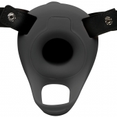 Черный полый страпон с вибрацией 2’’ Erection 28X Smooth Vibrating Silicone Penis Sheath - XR Brands - купить с доставкой в Томске
