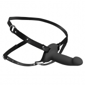 Черный полый страпон с вибрацией 2’’ Erection 28X Smooth Vibrating Silicone Penis Sheath - XR Brands - купить с доставкой в Томске