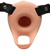Телесный полый страпон 2  Erection 28X Smooth Vibrating Silicone Penis Sheath - 16 см. - XR Brands - купить с доставкой в Томске