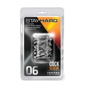 Прозрачная насадка с объёмными чёрточками STAY HARD COCK SLEEVE 06 CLEAR - Blush Novelties - в Томске купить с доставкой