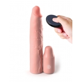 Телесная вибронасадка на член 3  Vibrating Mega X-tension with Remote - 22,9 см. - Pipedream - в Томске купить с доставкой