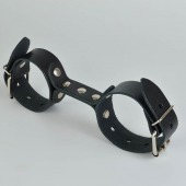 Черные кожаные наручники-фиксатор - Sitabella - купить с доставкой в Томске