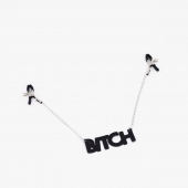 Зажимы на соски с кожаной подвеской Bitch - Crazy Handmade - купить с доставкой в Томске