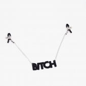 Зажимы на соски с кожаной подвеской Bitch - Crazy Handmade - купить с доставкой в Томске