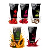 Набор из 5 съедобных лубрикантов JUJU (клубника, малина, тропические фрукты, вишня, кокос) - JuJu - купить с доставкой в Томске