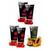 Набор из 5 съедобных лубрикантов JUJU (клубника х 2, малина х 2, тропические фрукты) - JuJu - купить с доставкой в Томске