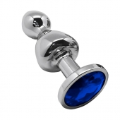 Серебристая анальная втулка Wooomy Lollypop Size S с синим кристаллом - Adrien Lastic в Томске Серебристая анальная втулка Wooomy Lollypop Size S с синим кристаллом - Adrien Lastic