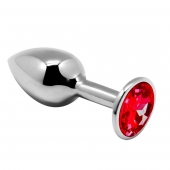 Серебристая анальная втулка Mini Metal Butt Plug Size M с красным кристаллом - Adrien Lastic в Томске Серебристая анальная втулка Mini Metal Butt Plug Size M с красным кристаллом - Adrien Lastic