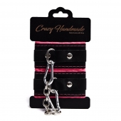 Черно-розовые скругленные наручники с мягкой подкладкой - Crazy Handmade - купить с доставкой в Томске