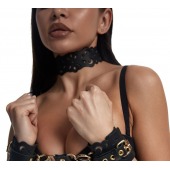 Черный ажурный чокер с золотистой фурнитурой - Crazy Handmade - купить с доставкой в Томске