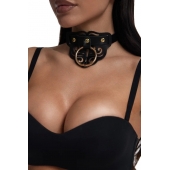 Черный чокер с клепками и золотистой фурнитурой - Crazy Handmade - купить с доставкой в Томске