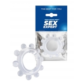 Прозрачное эрекционное кольцо со стимулирующими шариками - Sex Expert - в Томске купить с доставкой