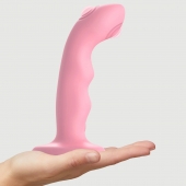 Розовая насадка-стимулятор Strap-On-Me Tapping Dildo Wave - Strap-on-me - купить с доставкой в Томске